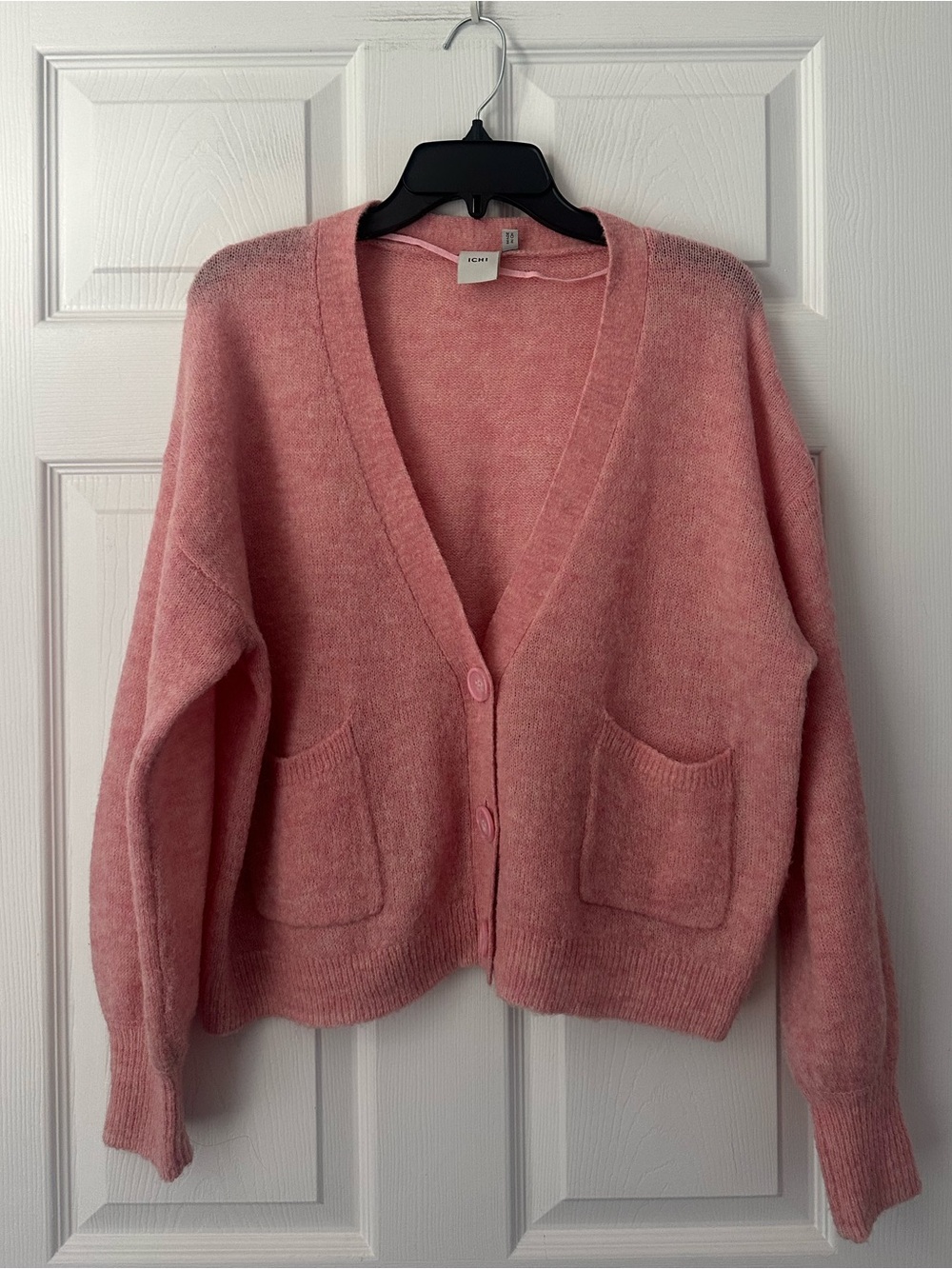ICHI pink V-neck cardigan alpaca blend size M